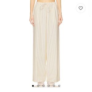 Lovers and Friends Ray Pant Striped Butter Yellow Wide-Leg Pants Size Medium